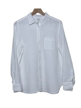 J. Crew White Button-Down Cotton Gauze Shirt